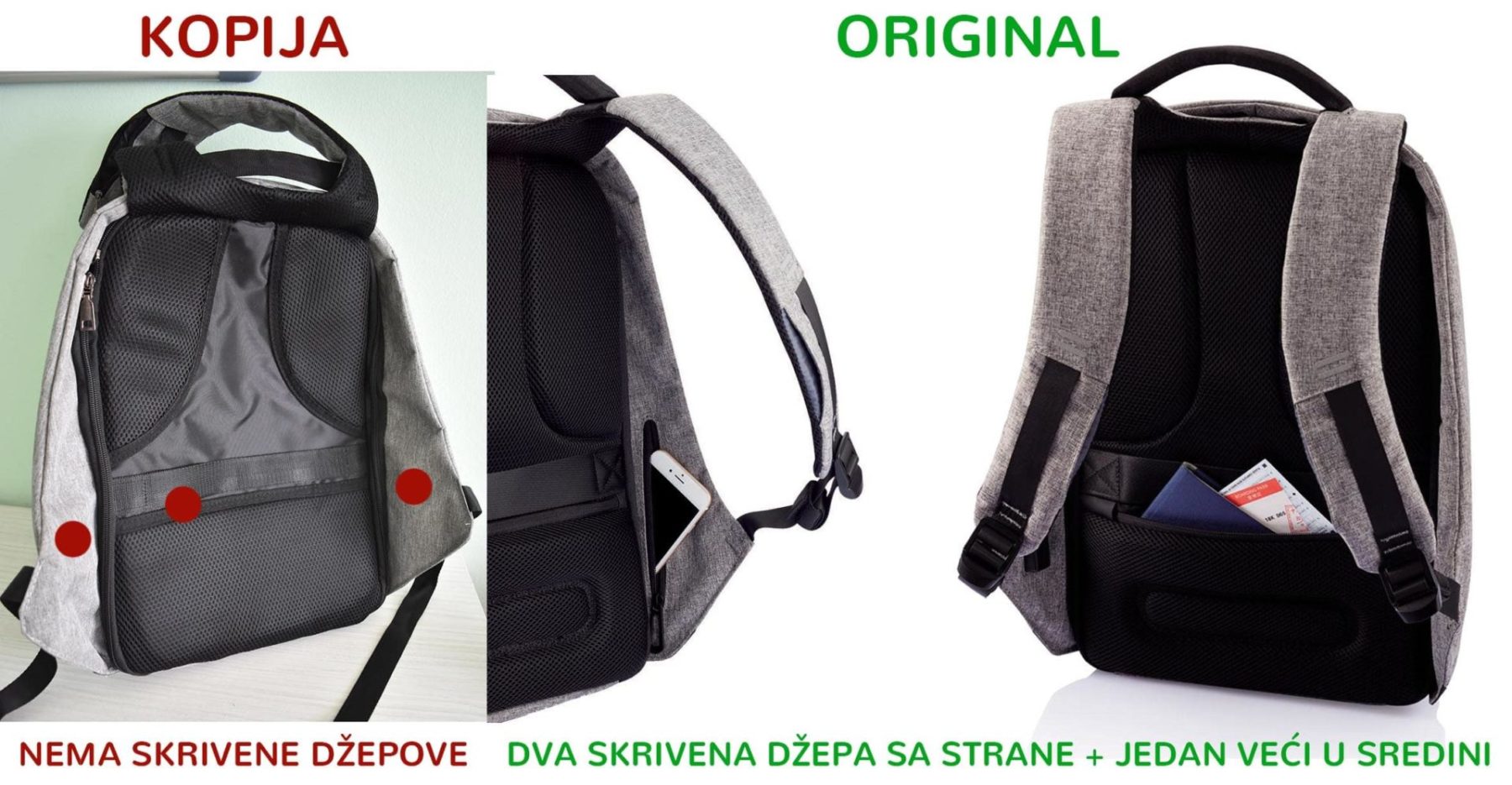 Boban ranac - Kopija vs Original - Koje su razlike? 20 skriveni dzepovi original boban ranac za laptop 1 1